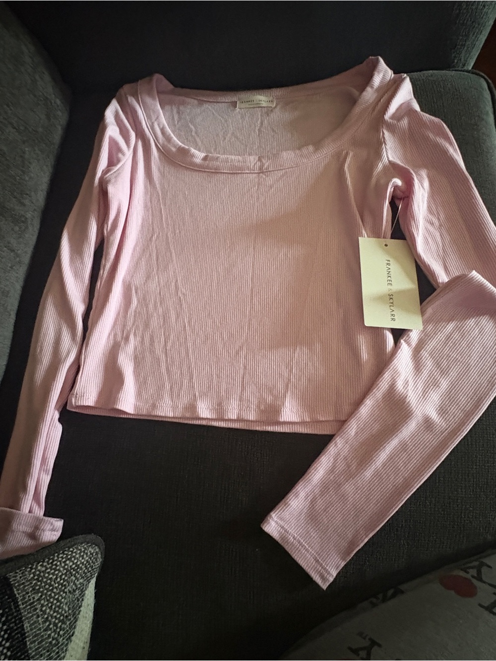 Frankee & Skylarr Ribbed Long Sleeve Crop Top - Dusty Rose